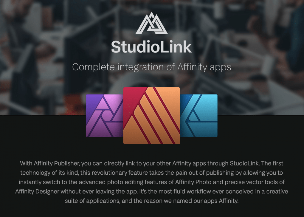 Studio link by Serif screenshot from their website