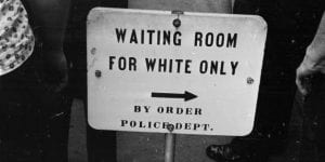 25th May 1961: A police sign for a 'white only' waiting room at the bus station in Jackson, Mississippi. (Photo by William Lovelace/Express/Getty Images)