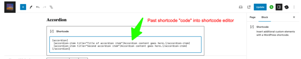 Adding shortcode to shortcode editor.