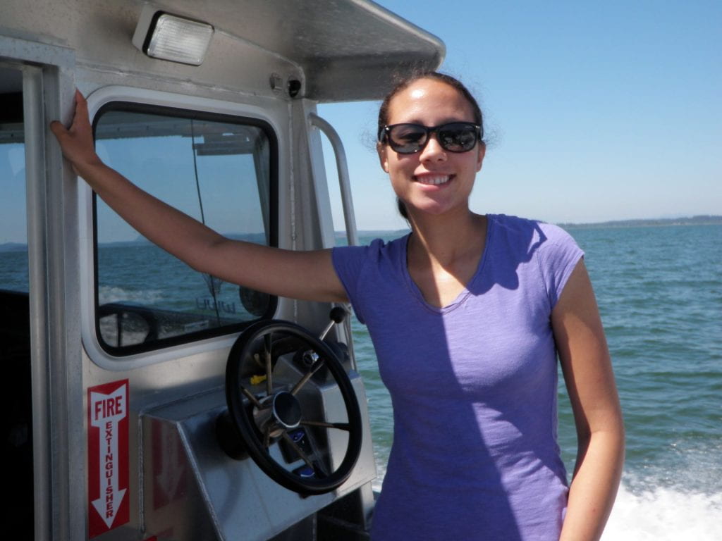 Student Research on Shannon Point Research Vessels - Collecting Water Samples
