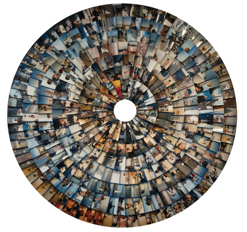 A circle of overlapping and layered photographs