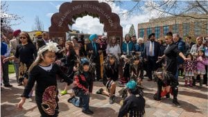 Arch of Healing and Reconciliation dedication ceremony, 21 April 2018. Photo from Bellingham Herald article by Kie Relyea.