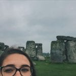 Student in front of Stonehenge