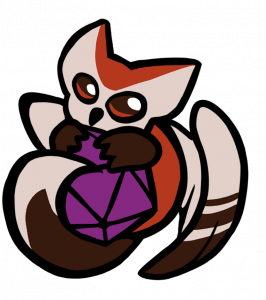 Odd Fox Armory logo. Shows a fox-owl hybrid with a 20-sided die